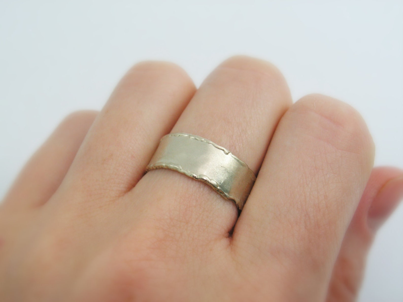 14k Matte gold wedding band. Wide wedding band. Unisex wedding Etsy