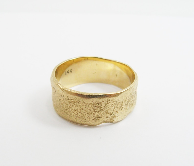 14K gold Hand Molded wedding band. Hand made wedding band. Etsy