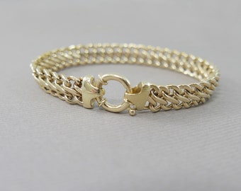 Real 14k wide Gold Bracelet. sparkly gold bracelet .gold link chain bracelet, gold jewelry ,boho solid gold bracelet, gift for her.