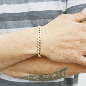 Real 14k wide Gold chain Bracelet. men women gold bracelet . real Gold link bracelet, gold jewelry ,boho solid gold bracelet, gift for her.