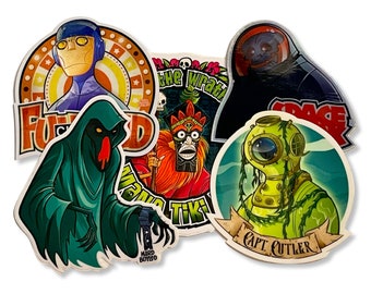 Creepy Kooky Monsters Stickers - Set of 5! - Free Shipping!