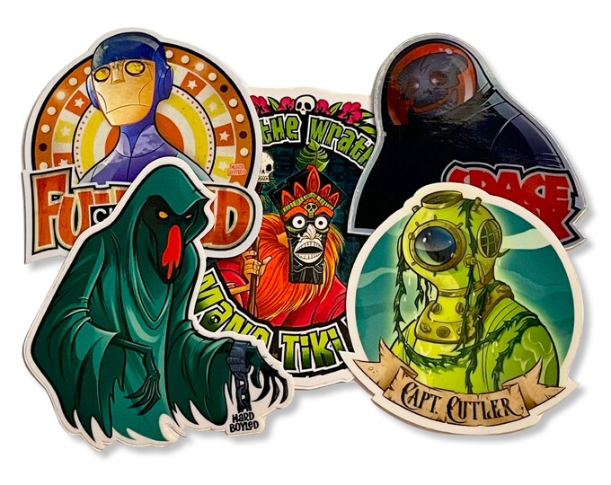 Creepy Kooky Monsters Stickers - Set of 5! - Free Shipping!