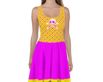 80's Pop Art Pirate Skull & Crossbones Skater Dress