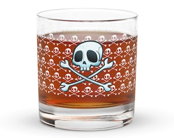 Pirate Skull & Crossbones Whiskey Rocks glass