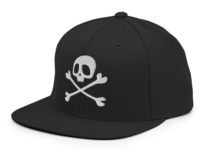 Pirate Skull & Crossbones Embroidered Baseball Cap - Black