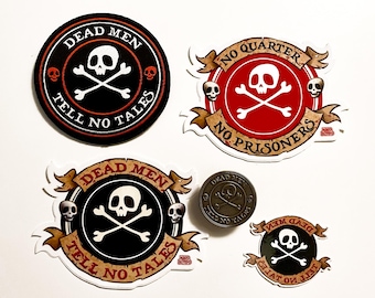 A Pirate's Life Bundle: Pirate Stickers, Patch, Die-Struck Pin, & Temporary Tattoo