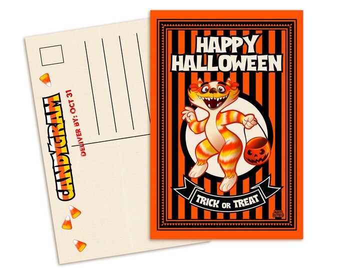 HALLOWEEN Candy Corn Monster Postcard - Free Shipping!