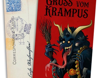 KRAMPUS Vintage-Style Christmas Postcard - Free Shipping!