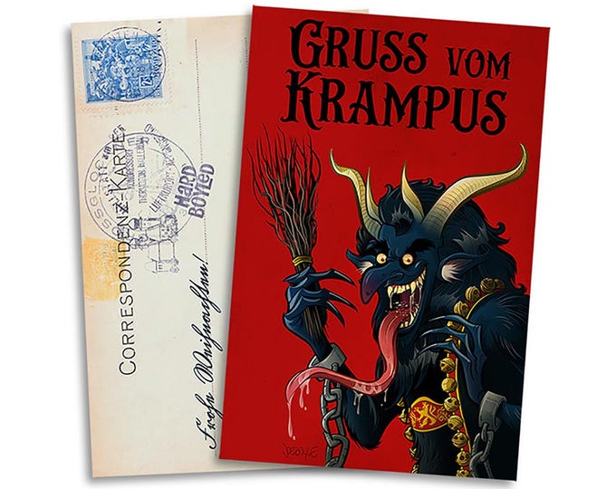 KRAMPUS Vintage-Style Christmas Postcard - Free Shipping!