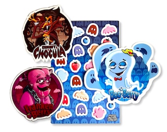 MONSTER CEREAL Vinyl Sticker Set: Count Chocula! Franken Berry! Boo-Berry! - Free Shipping!
