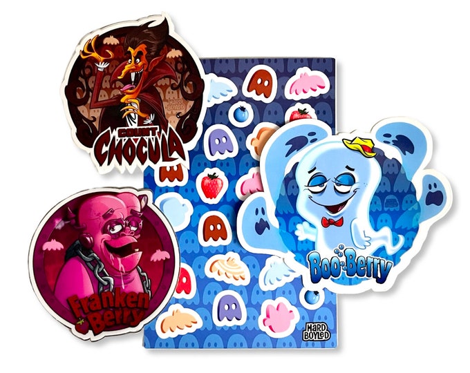 MONSTER CEREAL Vinyl Sticker Set: Count Chocula! Franken Berry! Boo-Berry! - Free Shipping!