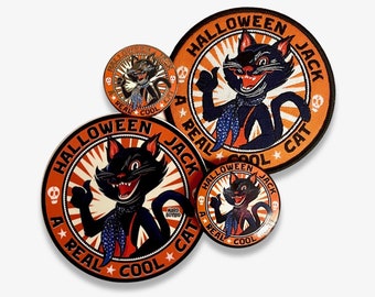 DAVID BOWIE: Halloween Jack "Real Cool Cat" Bundle - Sticker, Patch, Die-Struck Pin, & Badge
