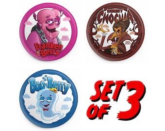 MONSTER CEREAL Pin-Back Buttons: Set of 3!