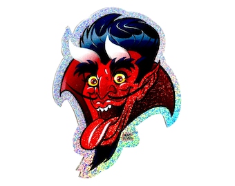 Glam Rock GLITTER DEVIL 4" Vinyl Sticker - Free Shipping!