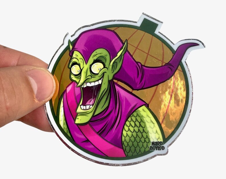 SPIDER-MAN: Green Goblin 2-klistermärkesset - 7,5 cm metalliska vinylklistermärken - Fri frakt! bild 3