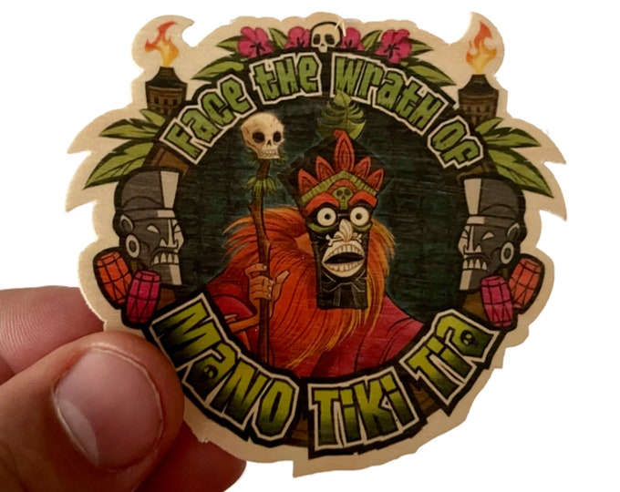 Tiki Witch Doctor 2" Wooden Sticker - Free Shipping!