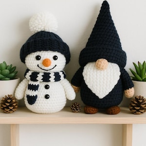 Snowman & Gnome Amigurumi | 2-in-1 Winter Holiday Decor | Christmas Crochet PDF