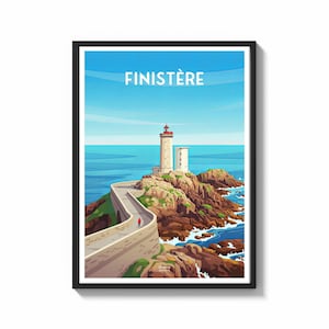 Brest Print, Brest Poster, Finistère Print, Finistère Poster, Petit Minou Lighthouse, Brittany Wall Art, Gift Idea