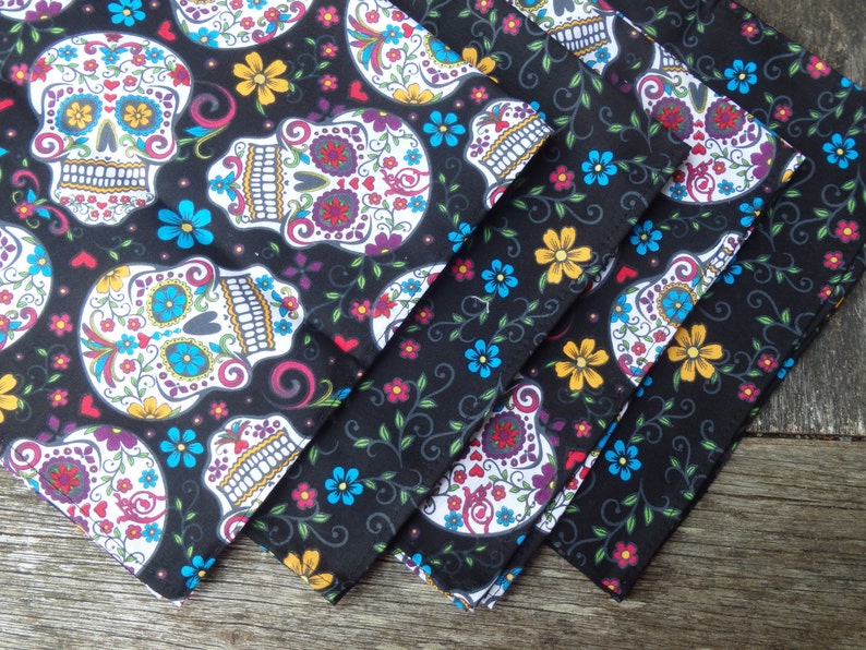Table Cloth Folkloric Skull Day of the Dead D\u00eda de los Muertos Sugar Skulls Table Linens Napkins Table Runner Alter Cloth
