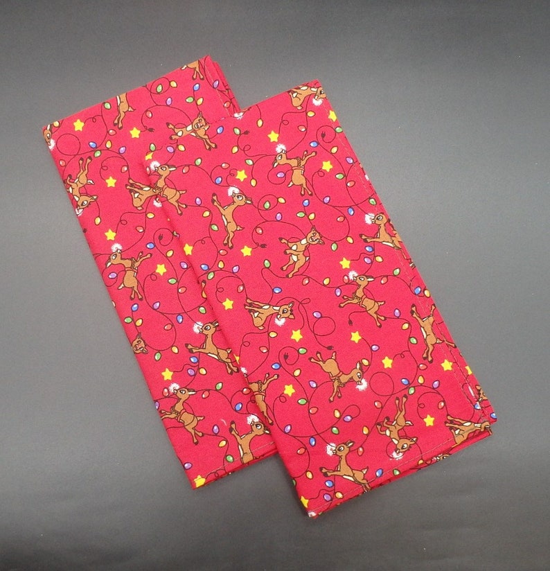 Rudolph /& Christmas Lights Christmas Gift Christmas Dinner Napkins Holiday Napkins Christmas Wedding Gift Hostess Gift