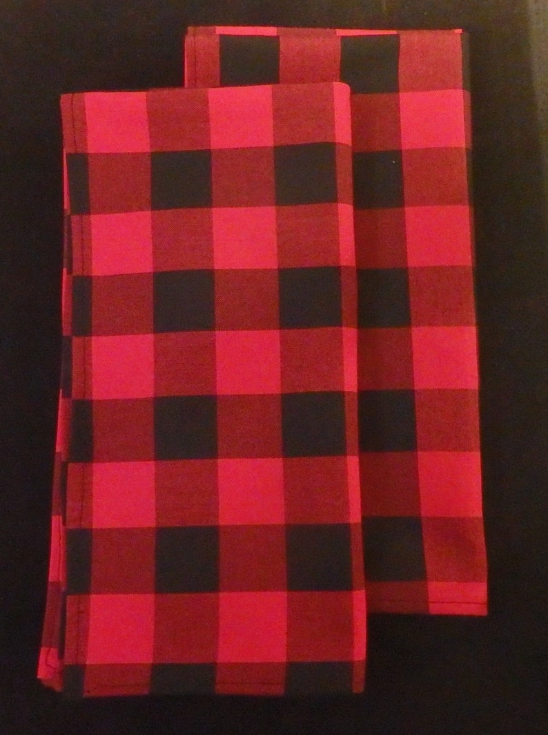 Lumberjack Christmas Napkins Buffalo Plaid Cotton Napkins 4 Red /& Black Check