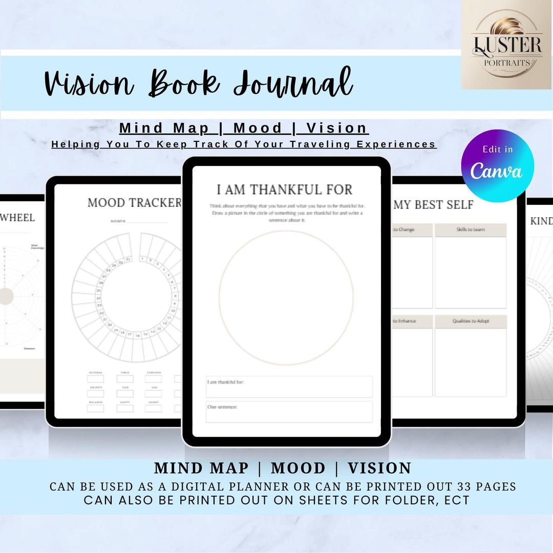 Vision Book Journal Journal Bundle: Affirmations, Mind Map, Gratitude ...