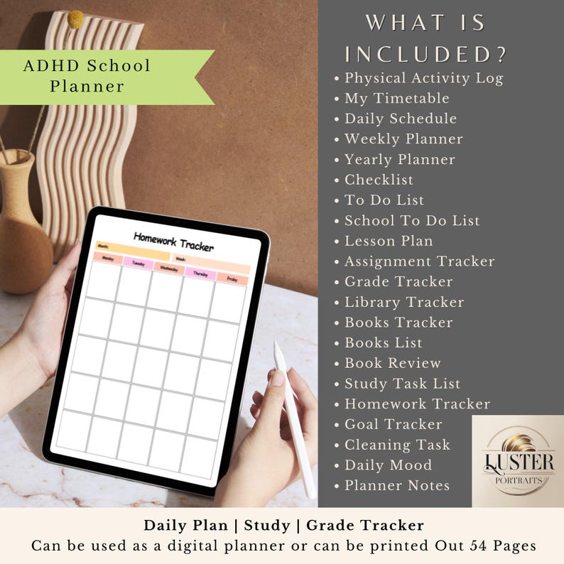 ADHD School Planner Canva Template: Daily Schedule, Lesson, Book ...