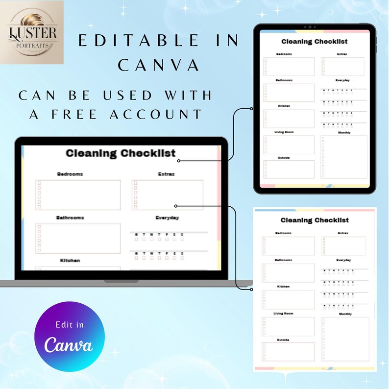 ADHD Cleaning Schedule Canva Template: Cleaning Checklist | Chore Chart ...