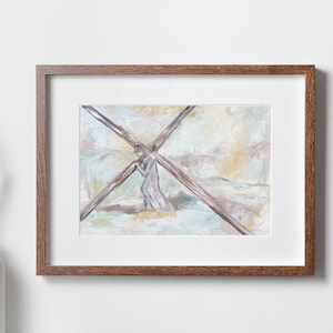 Jesus Carrying the Cross, Lent Art, Lent Gifts,  Modern Catholic Art, Modern Christian Art, Easter Art, Jesus Wall Print by June Jameson