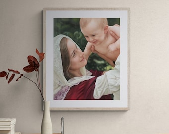 Mother Mary and Baby Jesus Art Print: 'Youthful Madonna I' by June Jameson
