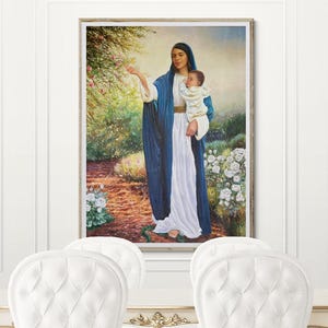 Mother Mary and Baby Jesus Catholic Art, Marian Art, Virgin Mary Art, Catholic Anniversary Gift, Prints of Original Work by June Jameson