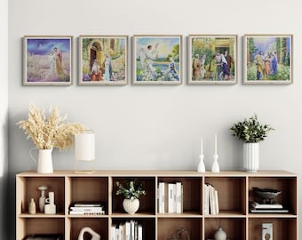 Joyful Mysteries Art Prints: Catholic Impressionist Set, June Jameson (10x10 inches)