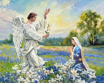 The Annunciation Art Print by June Jameson: Angel Gabriel & Mary