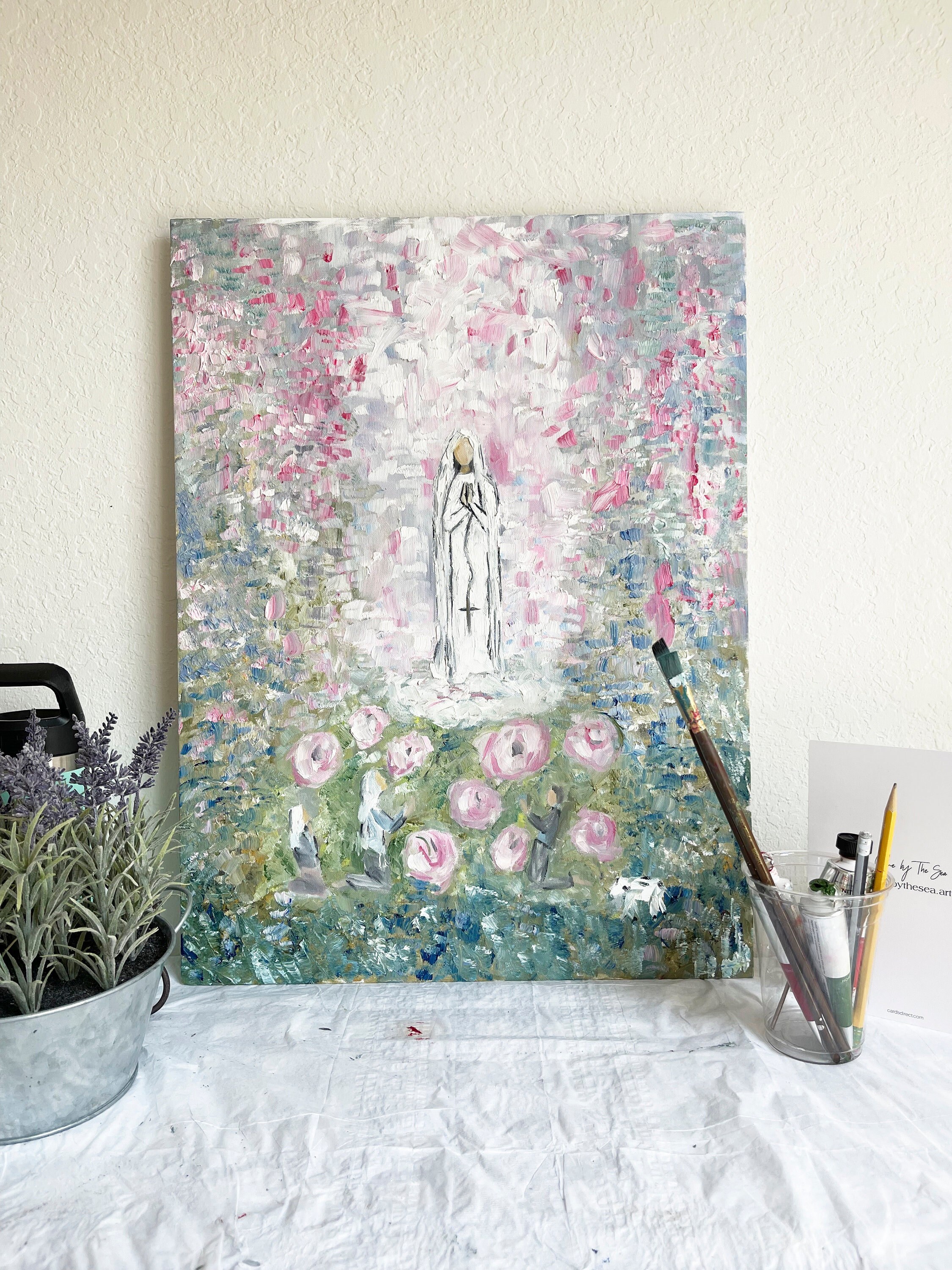 Catholic Art Modern Original Oil on Canvas Panel 18x24 Etsy