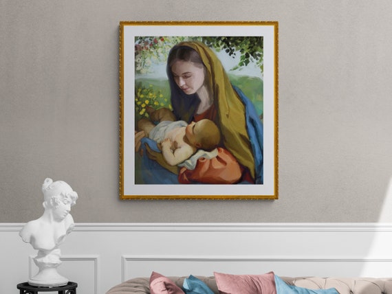 Madonna of the Garden: Modern Catholic Art Catholic Christmas - Etsy