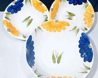 MAXAM La Primula Hand-Painted Ceramic_ ITALY_ 12" Pasta Bowl & 2 x 8.75" bowls