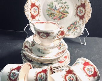 Juego de té EB Foley Bone China "Broadway" Hecho en Inglaterra, década de 1920_ Juego de té para 4 personas