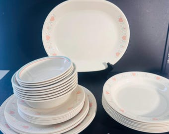 Corelle Forever Yours Hearts /Platters/Dinner Salad Plates Bowls Cups. Pick_B