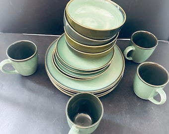 Conjunto Sango Nova Green 4935 com 16 peças: travessa para jantar/salada/tigela/xícara