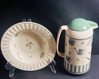 Cafetera termo/jarra Pfaltzgraff Naturewood para bebidas frías y calientes + tazón para servir de 29,8 cm (11" 3/4")