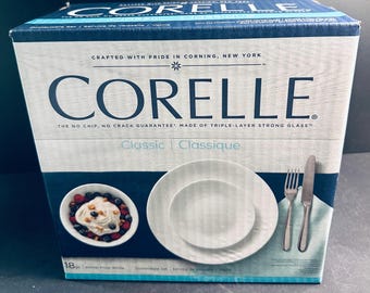Vitrelle 18-Piece Service: Triple Layer Glass/Chip-Resistant/Lightweight Plates and Bowls. New