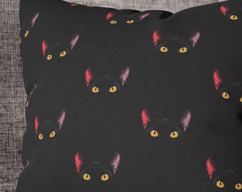 Federa con motivo gatto nero: cuscino decorativo spettrale di Halloween