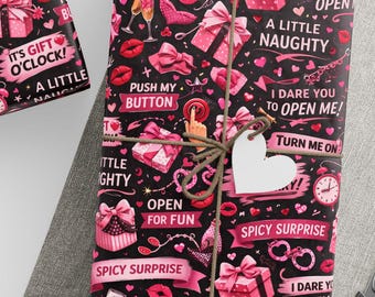 Playful Naughty Wrapping Paper Funny Sexy Gift Wrap for Couples, Valentine Gift Wrap , Adult Birthday  Gift Paper