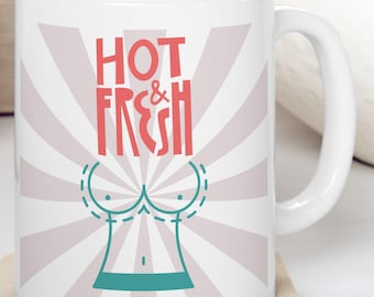 Boob Job Recovery Mug | Ceramic Coffee Cup, Breast Surgery Recovery Humor