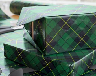 Green Tartan Christmas Wrapping Paper, Classic Plaid Gift Wrap