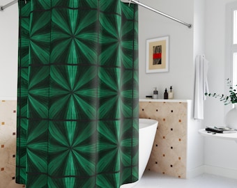 Retro Tile Floral Pattern Shower Curtain | Geometric Moroccan Style