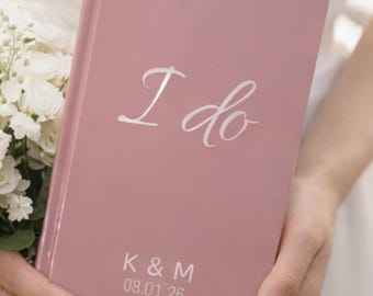 Personalized Wedding Vow Book | Dusty Rose Hardcover | Custom Names & Date | Minimalist Bridal Keepsake