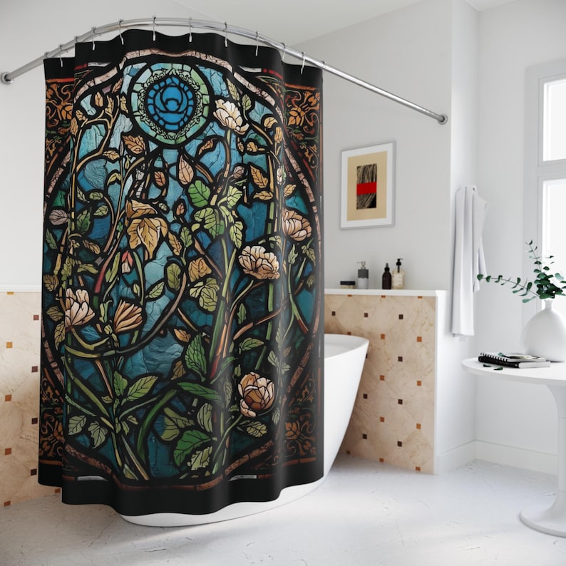 Best HD Pictures about  Stained Glass Shower Curtains  with No AI Images