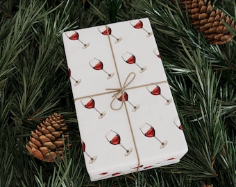 Red Wine Wrapping Paper  Wine Lover Gift Wrap