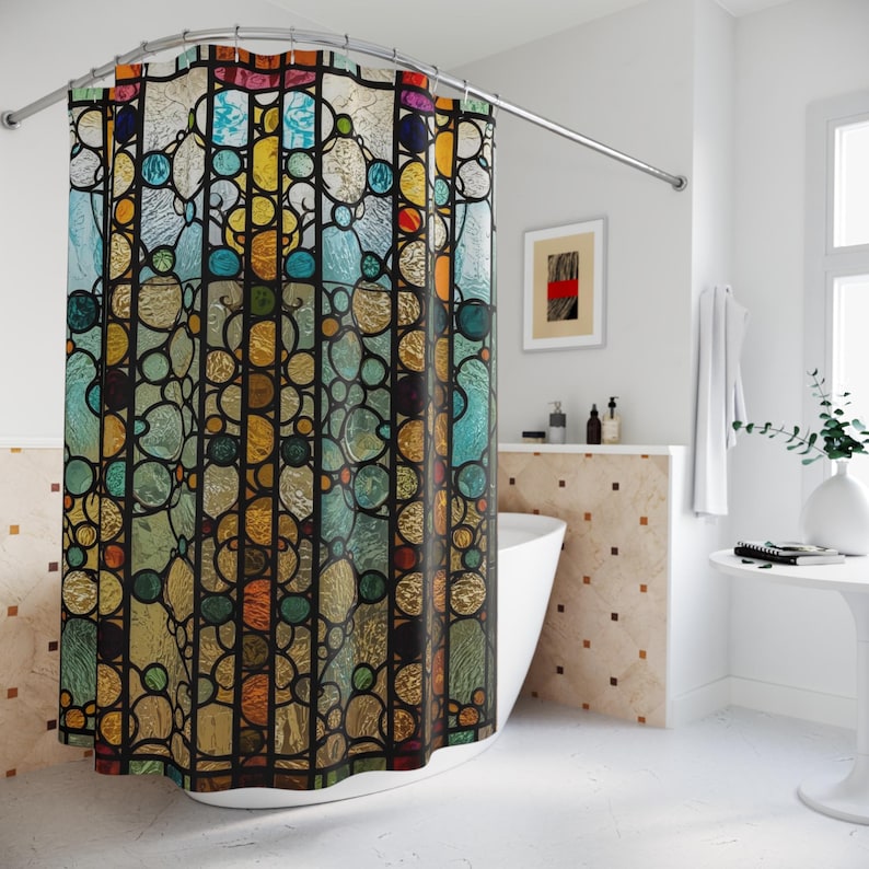 Best HD Pictures about  Stained Glass Shower Curtains  with No AI Images